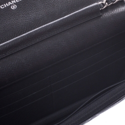 Pre Owned Chanel Black Quilted Caviar Leather Wallet On Chain
