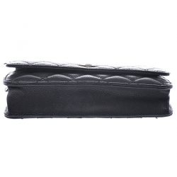 Pre Owned Chanel Black Quilted Caviar Leather Wallet On Chain