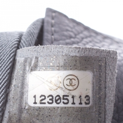Chanel Grey Caviar Leather Half Moon Wallet On Chain