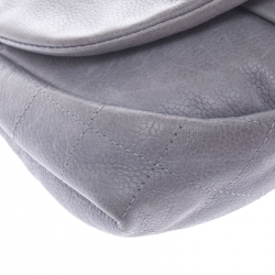 Chanel Grey Caviar Leather Half Moon Wallet On Chain