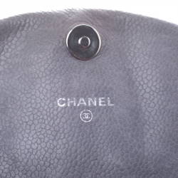 Chanel Grey Caviar Leather Half Moon Wallet On Chain