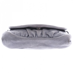 Chanel Grey Caviar Leather Half Moon Wallet On Chain