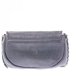 Chanel Grey Caviar Leather Half Moon Wallet On Chain