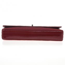 Pre Owned Chanel Dark Bordeaux Quilted Wool and Patent Leather East/West Mademoiselle Flap Bag