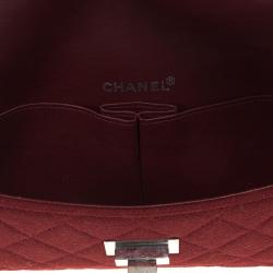 Pre Owned Chanel Dark Bordeaux Quilted Wool and Patent Leather East/West Mademoiselle Flap Bag