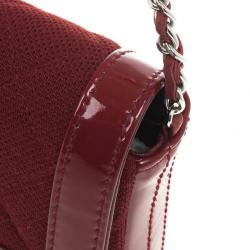 Pre Owned Chanel Dark Bordeaux Quilted Wool and Patent Leather East/West Mademoiselle Flap Bag