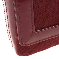 Pre Owned Chanel Dark Bordeaux Quilted Wool and Patent Leather East/West Mademoiselle Flap Bag