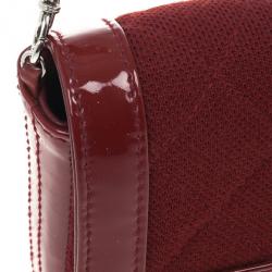 Pre Owned Chanel Dark Bordeaux Quilted Wool and Patent Leather East/West Mademoiselle Flap Bag