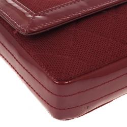 Pre Owned Chanel Dark Bordeaux Quilted Wool and Patent Leather East/West Mademoiselle Flap Bag