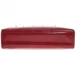 Pre Owned Chanel Red Patent Chocolate Bar Quilted Camera Bag