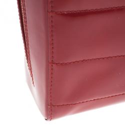 Pre Owned Chanel Red Patent Chocolate Bar Quilted Camera Bag