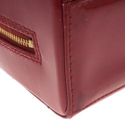 Pre Owned Chanel Red Patent Chocolate Bar Quilted Camera Bag