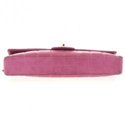 Pre Owned Chanel Pink Chocolate Bar Quilted East West Flap Bag