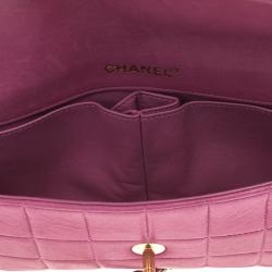Pre Owned Chanel Pink Chocolate Bar Quilted East West Flap Bag