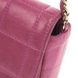 Pre Owned Chanel Pink Chocolate Bar Quilted East West Flap Bag