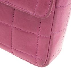 Pre Owned Chanel Pink Chocolate Bar Quilted East West Flap Bag
