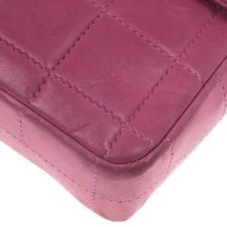 Pre Owned Chanel Pink Chocolate Bar Quilted East West Flap Bag