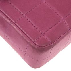 Pre Owned Chanel Pink Chocolate Bar Quilted East West Flap Bag