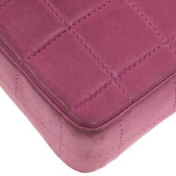 Pre Owned Chanel Pink Chocolate Bar Quilted East West Flap Bag