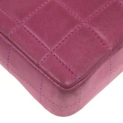 Pre Owned Chanel Pink Chocolate Bar Quilted East West Flap Bag