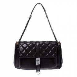 Pre Owned Chanel Dark Brown Quilted Leather Accordion Reissue Flap Bag