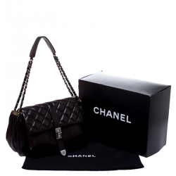 Pre Owned Chanel Dark Brown Quilted Leather Accordion Reissue Flap Bag