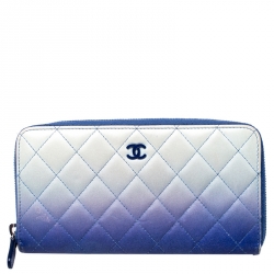 Chanel Blue Ombre Leather CC Zip Around Wallet