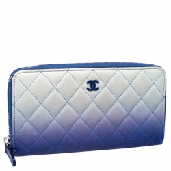 Chanel Blue Ombre Leather CC Zip Around Wallet