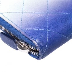 Chanel Blue Ombre Leather CC Zip Around Wallet