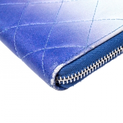 Chanel Blue Ombre Leather CC Zip Around Wallet