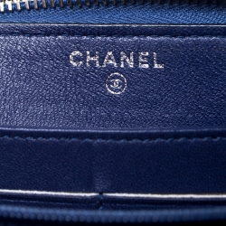 Chanel Blue Ombre Leather CC Zip Around Wallet