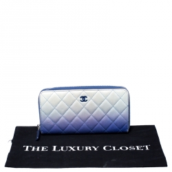 Chanel Blue Ombre Leather CC Zip Around Wallet