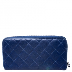 Chanel Blue Ombre Leather CC Zip Around Wallet