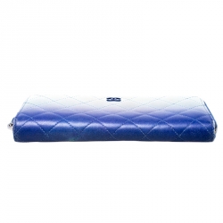 Chanel Blue Ombre Leather CC Zip Around Wallet