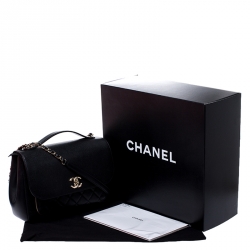Pre Owned Chanel Black Quilted Caviar Leather Large Business Affinity Flap Bag 