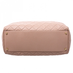 Pre Owned Chanel Beige Quilted Leather Coco Handle Shopper Tote
