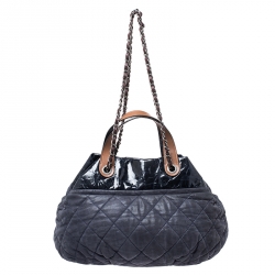 Pre Owned حقيبة كتف شانيل إن ذا ميكس كبيرة جلد مبطن زرقاء قزحية