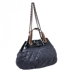 Pre Owned حقيبة كتف شانيل إن ذا ميكس كبيرة جلد مبطن زرقاء قزحية