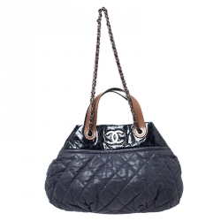 Pre Owned حقيبة كتف شانيل إن ذا ميكس كبيرة جلد مبطن زرقاء قزحية