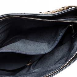 Pre Owned Chanel Black Quilted Leather Rope Chain Hobo