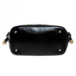 Pre Owned Chanel Black Quilted Leather Rope Chain Hobo