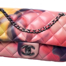 مملوكة مسبقًا حقيبة شانيل فلاور باور كلاسيك قلاب واحد صغيرة جلد مبطن متعدد الألوان