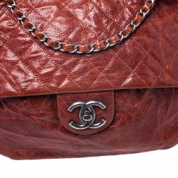 Pre Owned حقيبة شانيل ماكسي CC بقلاب جلد كافيار شيست نات مبطن 