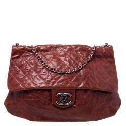 Pre Owned حقيبة شانيل ماكسي CC بقلاب جلد كافيار شيست نات مبطن 