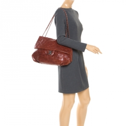 Pre Owned حقيبة شانيل ماكسي CC بقلاب جلد كافيار شيست نات مبطن 