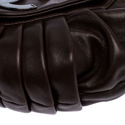 مملوكة مسبقًا حقيبة كتف شانيل قلاب CC حلقات جلد طية بنيه