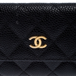 Chanel Black Quilted Leather CC Flap Compact Wallet