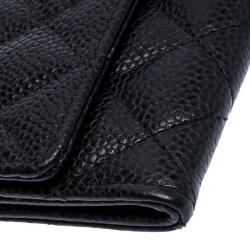 Chanel Black Quilted Leather CC Flap Compact Wallet