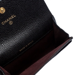 Chanel Black Quilted Leather CC Flap Compact Wallet