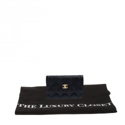 Chanel Black Quilted Leather CC Flap Compact Wallet